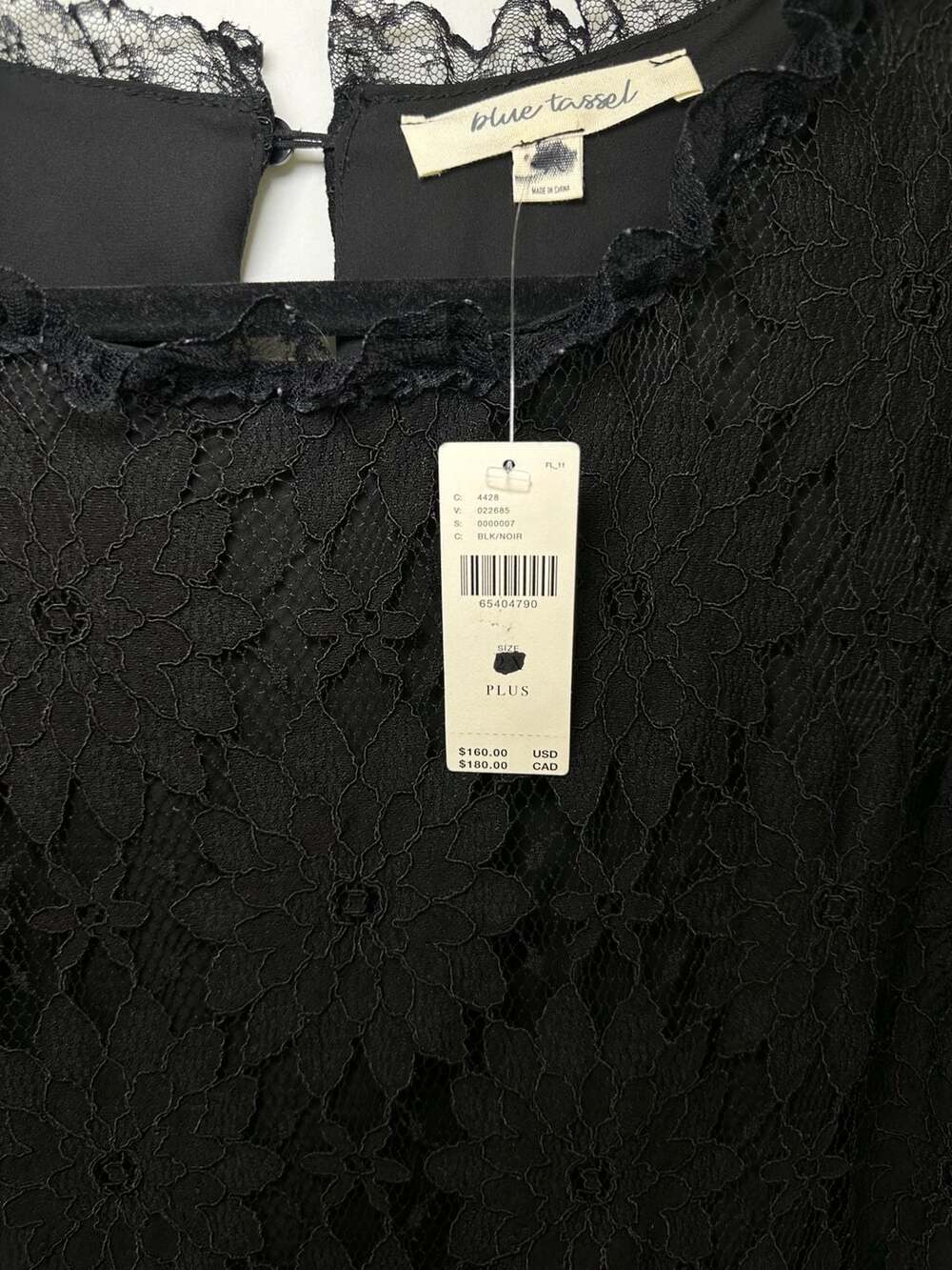 NWT Blue Tassel - Anthropologie Black Lace Tiered Ruffle Dress Size 2X - Picture 2 of 6